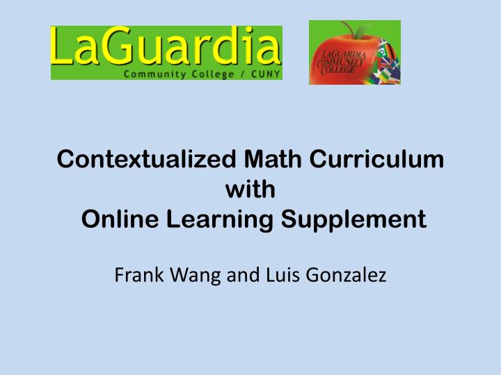 contextualized math curriculum with online learning supplement