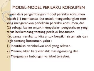 model model perilaku konsumen