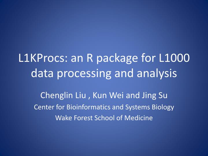 l1kprocs an r package for l1000 data processing and analysis