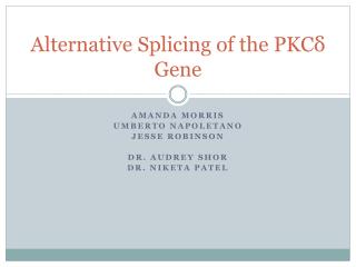 Alternative Splicing of the PKC ? Gene