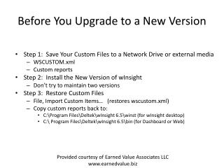 Before You Upgrade to a New Version