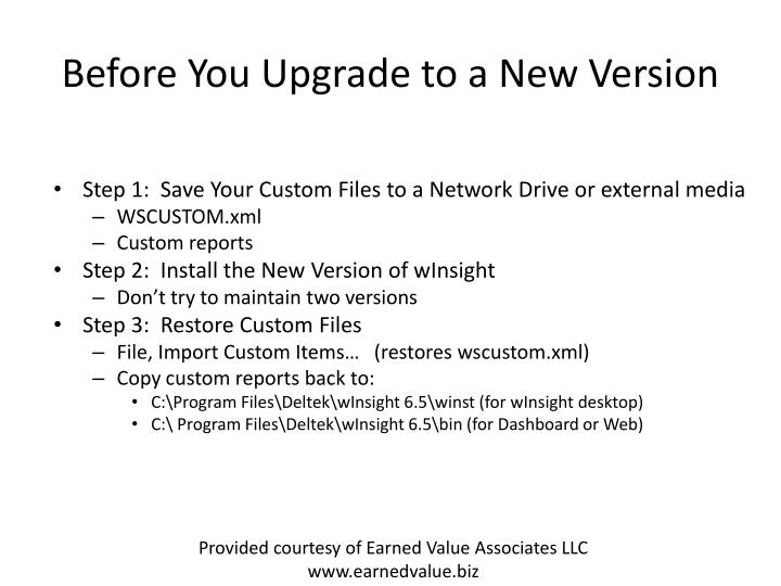 before you upgrade to a new version