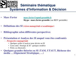 s minaire th matique syst mes d information d cision