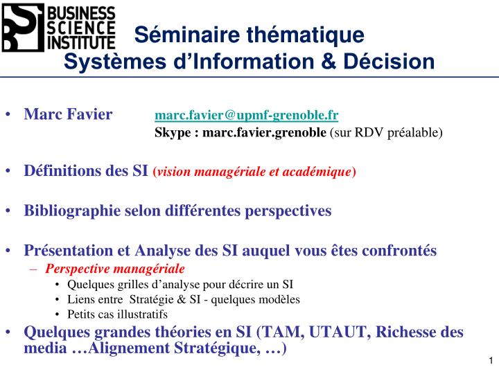 s minaire th matique syst mes d information d cision