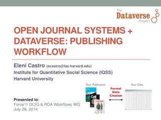 Open Journal Systems + Dataverse: publishing workflow