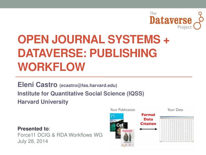 open journal systems dataverse publishing workflow