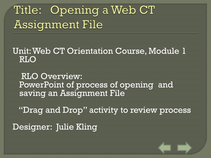 title opening a web ct assignment file