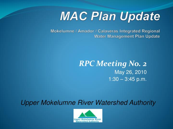 mac plan update mokelumne amador calaveras integrated regional water management plan update