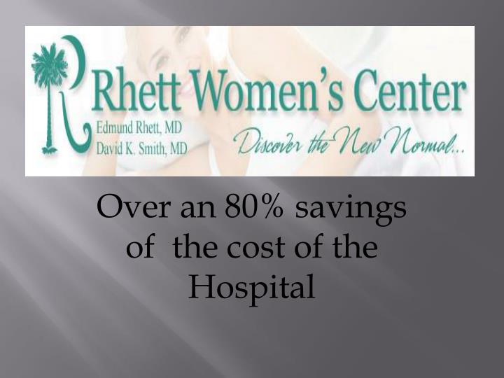 over an 80 savings of the cost of the hospital