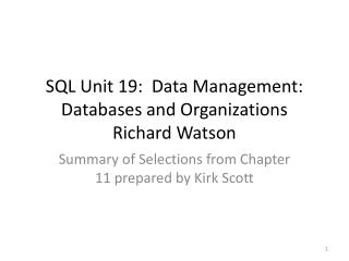 sql unit 19 data management databases and organizations richard watson