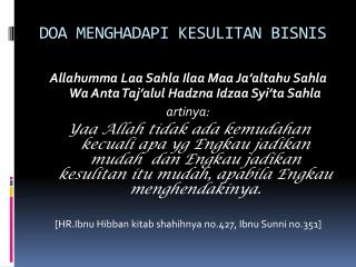 doa menghadapi kesulitan bisnis