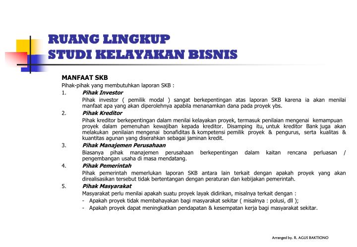 ruang lingkup studi kelayakan bisnis