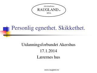 personlig egnethet skikkethet