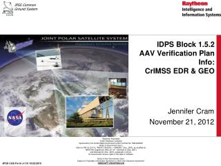 IDPS Block 1.5.2 AAV Verification Plan Info: CrIMSS EDR &amp; GEO