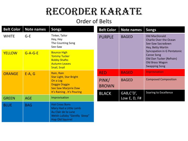 recorder karate order of belts