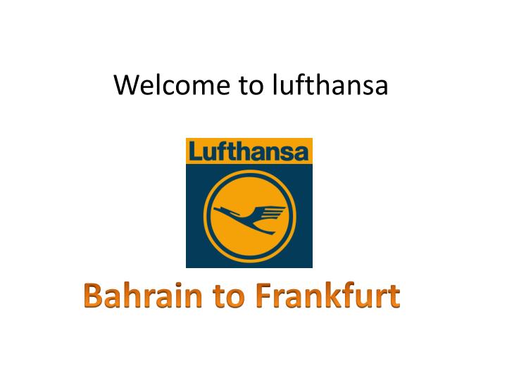 welcome to lufthansa