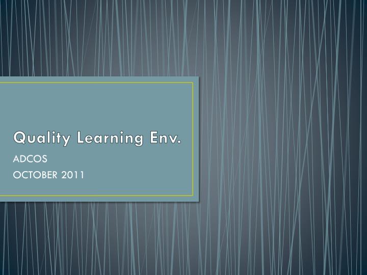 quality learning env