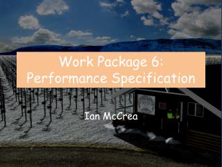 Work Package 6: Performanc e Specification