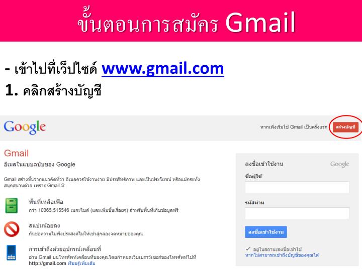 Ppt - ขั้นตอนการสมัคร Gmail Powerpoint Presentation - Id:3449201