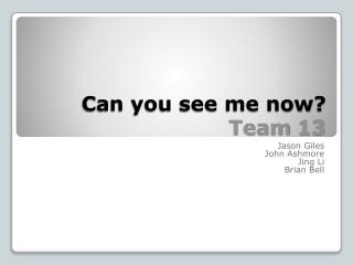 Can you see me now? Team 13