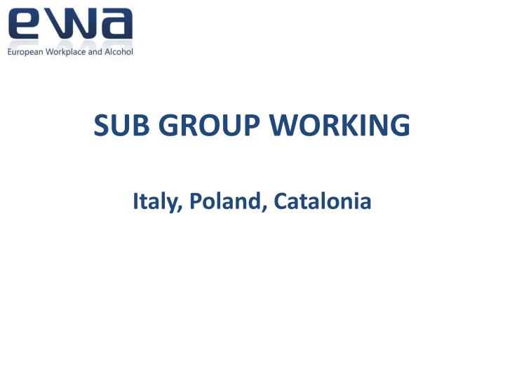 sub group working italy poland catalonia