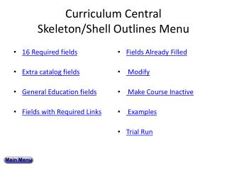 Curriculum Central Skeleton/Shell Outlines Menu