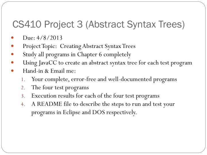 cs410 project 3 abstract syntax trees