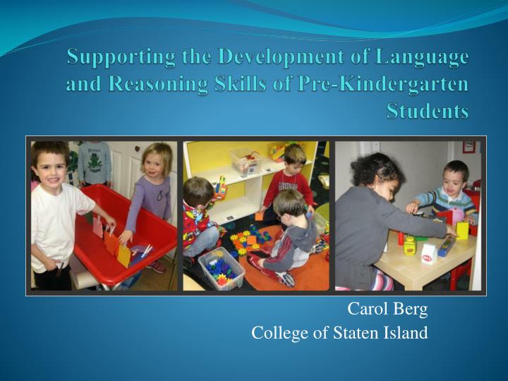 supporting the development of language and reasoning skills of pre kindergarten students