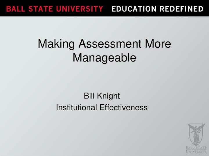 making assessment more manageable