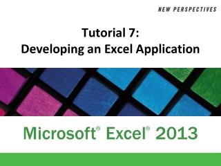 Tutorial 7: Developing an Excel Application