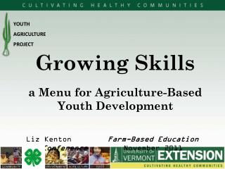 a Menu for Agriculture-Based Youth Development