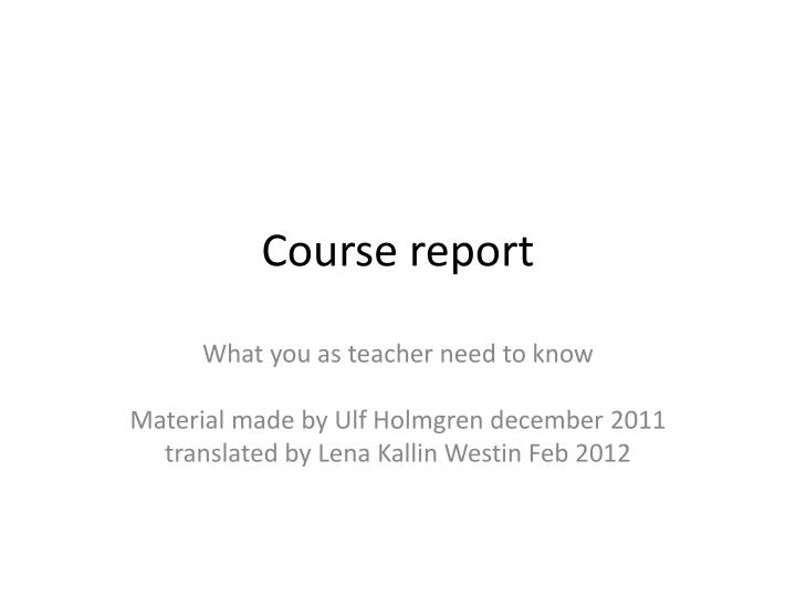 course report