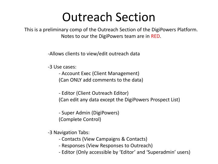 outreach section