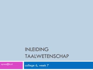 inleiding taalwetenschap