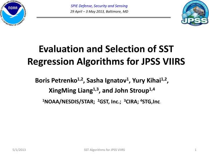 evaluation and selection of sst regression algorithms for jpss viirs