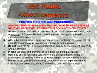 VBC Public Announcements