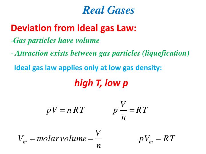 Difference between Ideal Gas And Real Gas