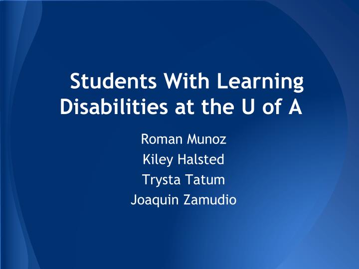 students with learning disabilities at the u of a