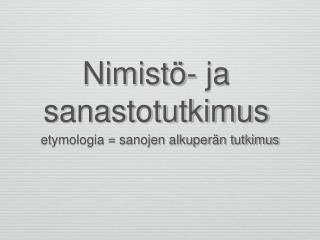 nimist ja sanastotutkimus