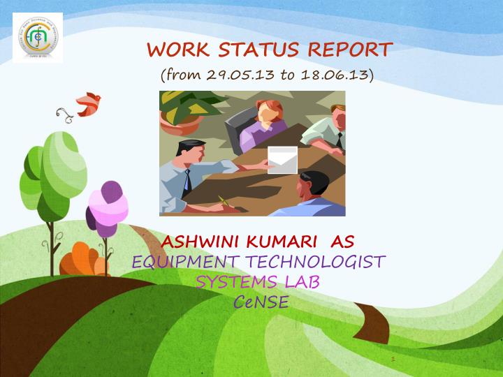 work status report from 29 05 13 to 18 06 13