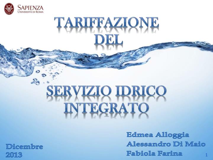 tariffazione del servizio idrico integrato