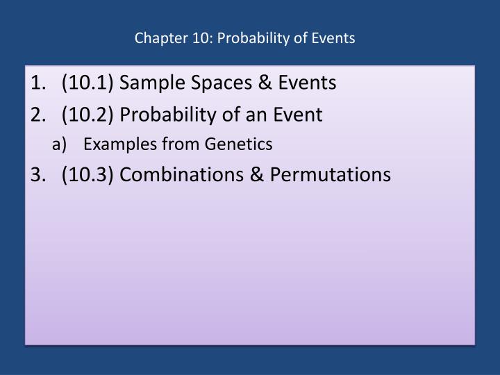 chapter 10 probability of events