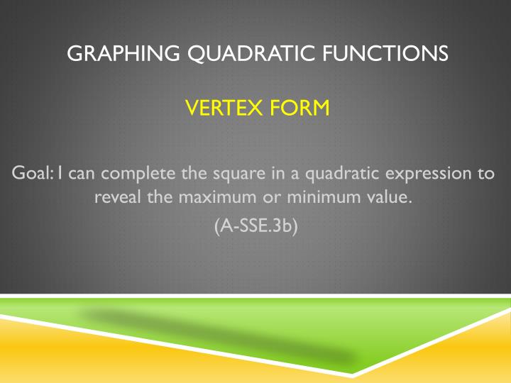 graphing quadratic functions vertex form