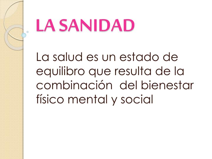 la sanidad