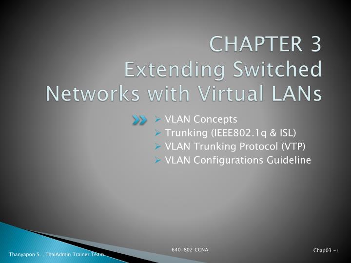 chapter 3 extending switched networks with virtual lans