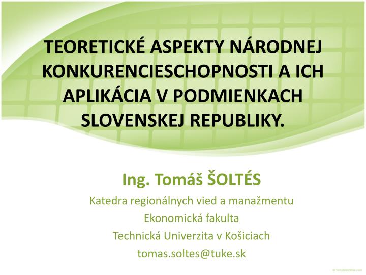 teoretick aspekty n rodnej konkurencieschopnosti a ich aplik cia v podmienkach slovenskej republiky