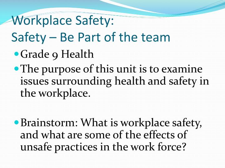 workplace safety safety be part of the team