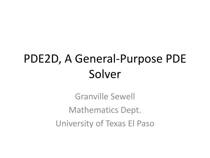 pde2d a general purpose pde solver