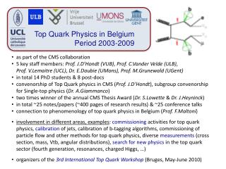 Top Quark Physics in Belgium Period 2003-2009