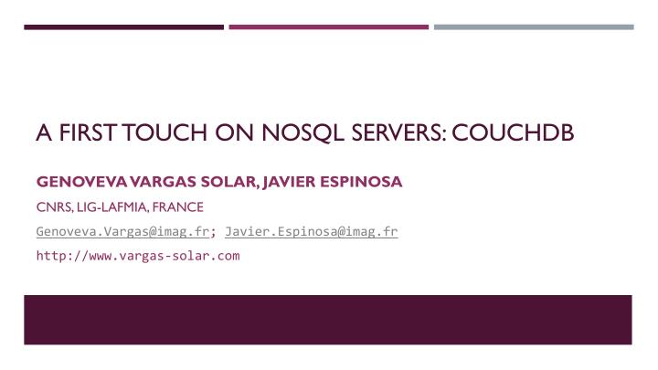 a first touch on nosql servers couchdb